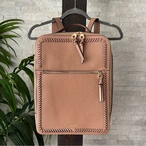 Calpak “Kaya” 15 inch Faux Leather Travel Laptop Backpack in Tan Caramel New
